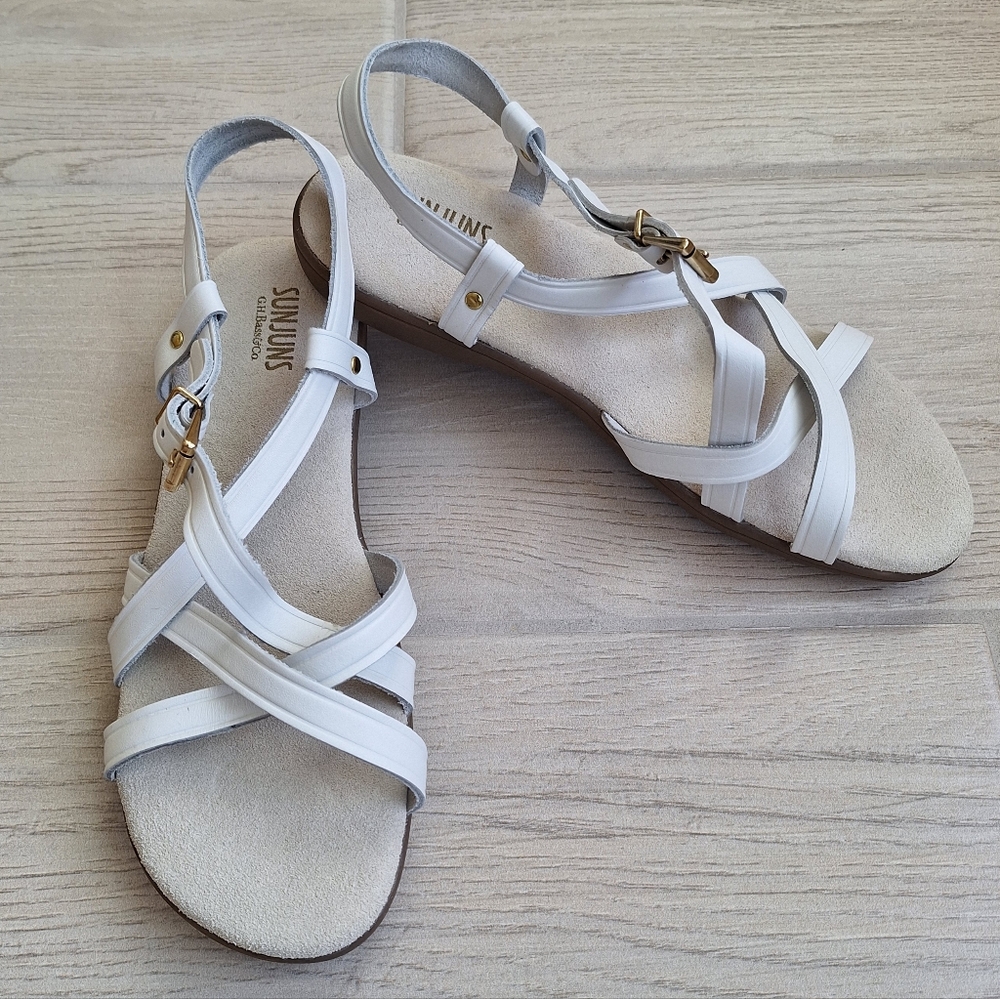 G.H. Bass & Co. Margie SunJuns White Strappy Leather Sandals Women's Size 8.5